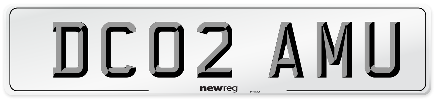 DC02 AMU Number Plate from New Reg